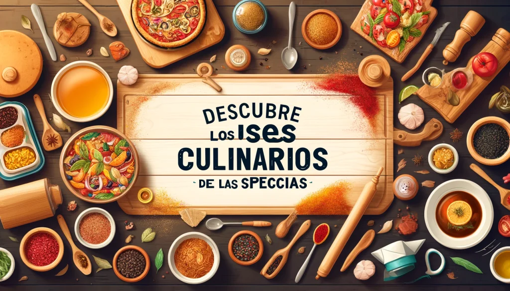 DALL·E 2024 04 21 15.14.32 Design an attractive banner for an article about the culinary uses of spices featuring a kitchen table scattered with various spices and prepared dis